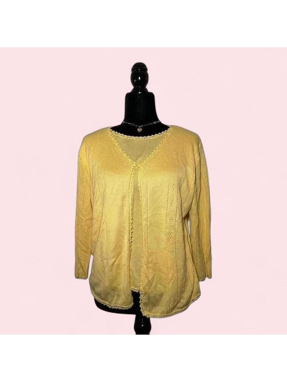 Y2K Tanjay Yellow Tank Cardigan Set Soft Girl Size S